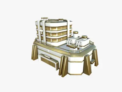 SciFi Hospital A11 Gold - Sci Fi Exterior Design Low-poly 3D model
