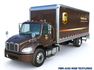2020 Freightliner M2 106 Box truck UPS Low-poly 3D model