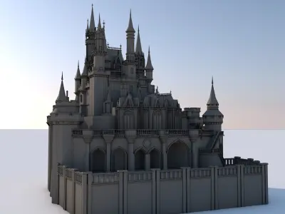 Low Poly Cinderella Disney Castle Landmark Low-poly 3D model