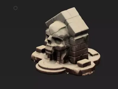 Stylized Skull Gate  Crypt Entrance  Game Ready 3D Model Low-poly 3D model