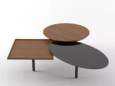 3 Table coffee with three trays 3D model