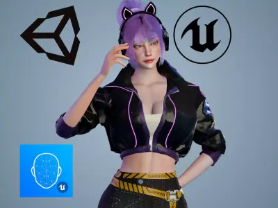 Cyber Girl - Game Ready Low-poly 3D model