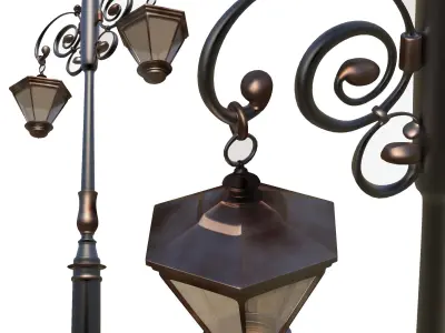 Decorations 2pole Ligting column Low-poly 3D model