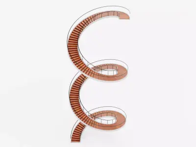 Spiral Staircase V3 - Modern Interior Stairs Low-poly 3D model