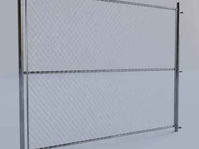 Chain link fence v2 Low-poly 3D model Low-poly 3D model