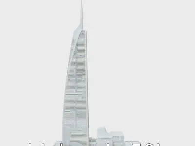 Futuristic Skyscraper Architectural Model Low-poly 3D model