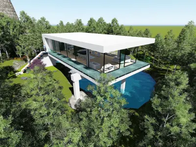 Waterfall House 3D model