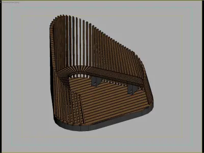 Wooden Privacy Pods for Relaxation in Public Spaces 3D model