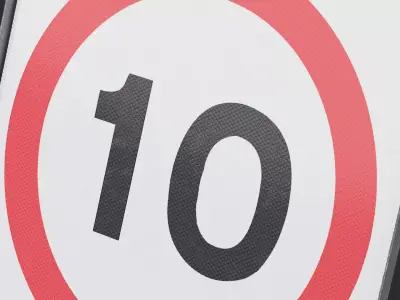 Speed Limit 10 Miles Square Road Sign Low-poly 3D model