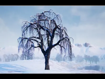 Winter Trees with Snow 3D model