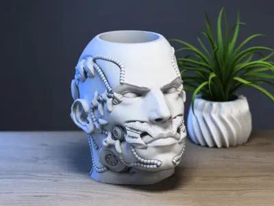 Robot human pen holder Cyborg pen holder 3D print model