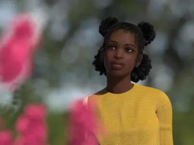 Street Style Black Teenage Girl Standing Pose 3D model