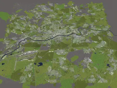 Frankfurt Germany 50x50km 3D City Map 3D model