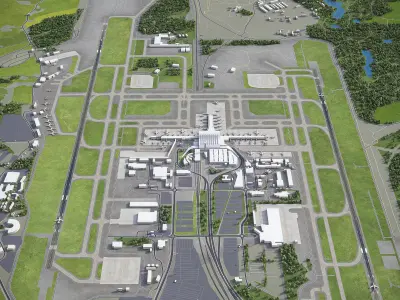 Oslo - Gardermoen Airport - OSL Low-poly 3D model