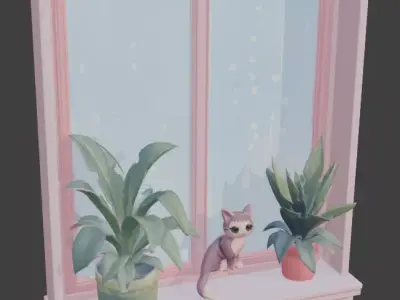 Lo-Fi Bedroom Window 3D Model V03 Low-poly 3D model