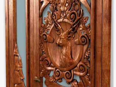 Door0060 carved wooden door 3D model