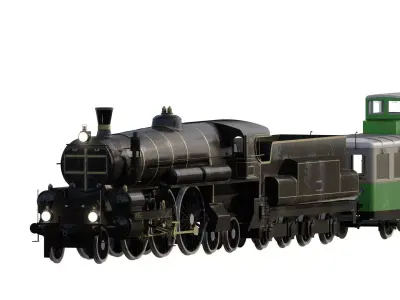 Late 1800s steam train 3D model