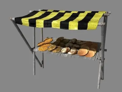 Medieval Market Place Low-poly 3D model