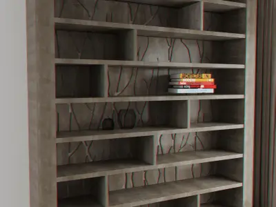 Wood wall shelving unit Free 3D model