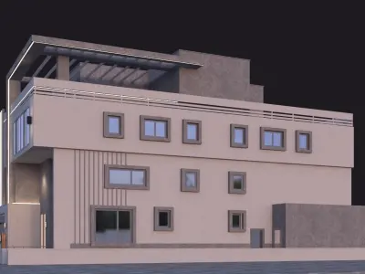 Modern Villa at night 3D model