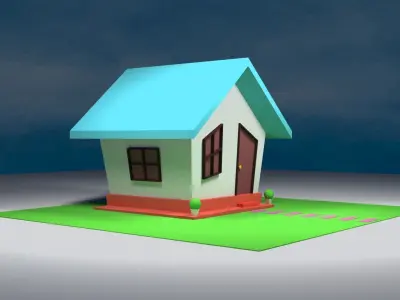 Low-Poly Cartoon House Free low-poly 3D model