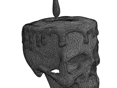 Realistic Skull Candle Halloween Decoration Low-poly 3D model