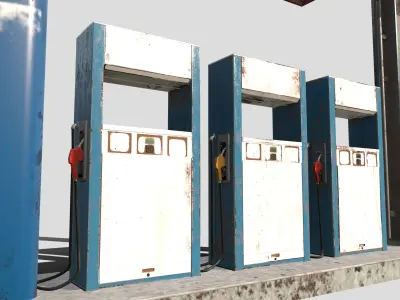 Old Gas Station Low-poly 3D model