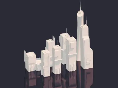 Low Poly Sci fi Buildings Low-poly 3D model