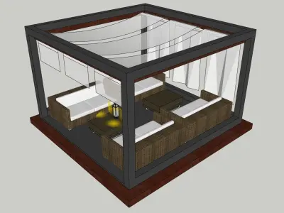 outdoor sitting pargola sketchup model 3D model