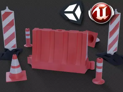 Road Construction Asset Pack Low-poly 3D model