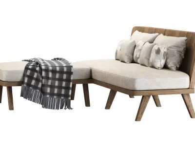 Alexa wooden corner loveseat  3D model