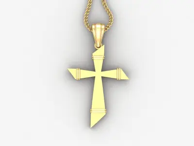Light Gold 18K Cross Pendant 2CP075 3D print model