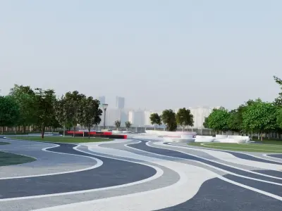 Modern City park 3D scene 3D model