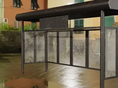 Rusty Bus Station Free low-poly 3D model