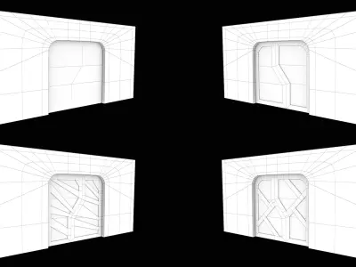Lowpoly Scifi Door Collection Low-poly 3D model