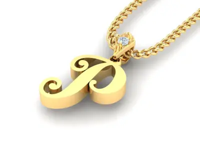 Light Gold Fancy Font Pendant P 3D print model