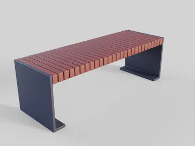 Cartoon Bench 9 Low-poly 3D model