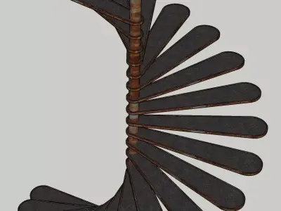 Industrial Metal Spiral Staircase Low-poly 3D model