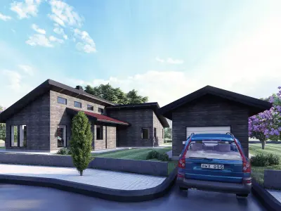 Simple House Exterior and Interior Design Free 3D model