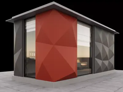 Backyard office with furniture 3D model