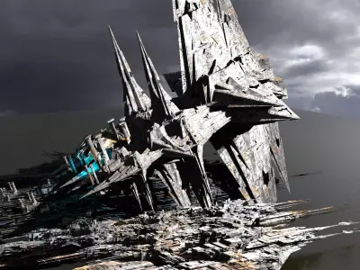 Sci-Fi Dark Egyptian Scepter Tower Ruin 3D model