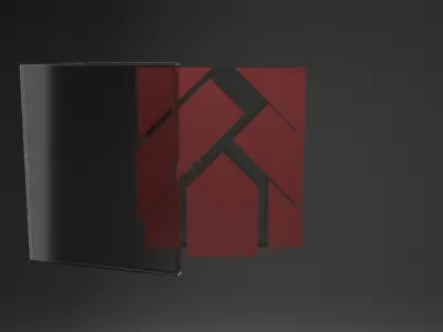 Tangram glass door with frame 3D model