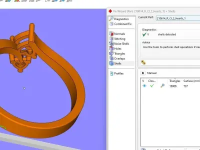 classic simple Ring with 2 heart-cutting gems 210614 R 3D print model