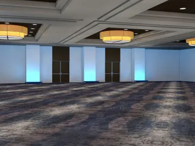 Ballroom 1 floor with lights 3D model