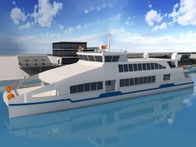 Harbor ferry boat on water 3D model