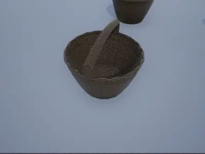 Empty Wicker Baskets Low-poly 3D model