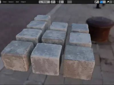 Props Concrete Barrier - Kit 006 Low-poly 3D model