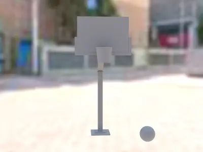 Basket and basketball Low-poly 3D model