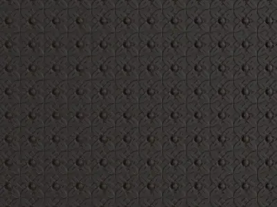 Classic Embossed Black Floral Ornament Relief PBR Seamless Texture