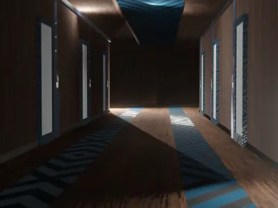 Corridor set ready to render Low-poly 3D model